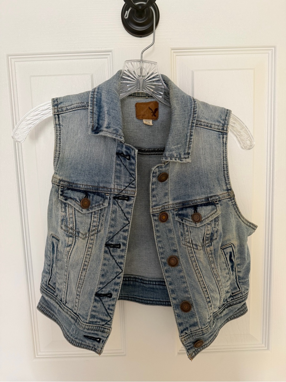 American Eagle Outfitters Light Blue Denim Vest